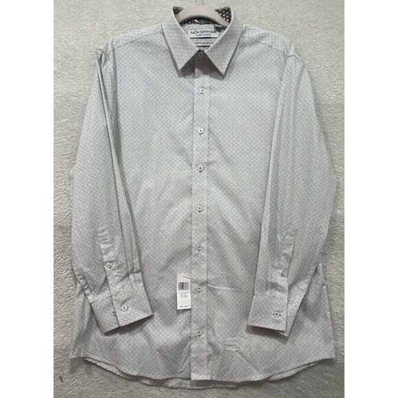 NWOT Nick Graham Everywhere Men‎ Size Large Stretch L/S Shirt Modern Fit Gray - Picture 1 of 9
